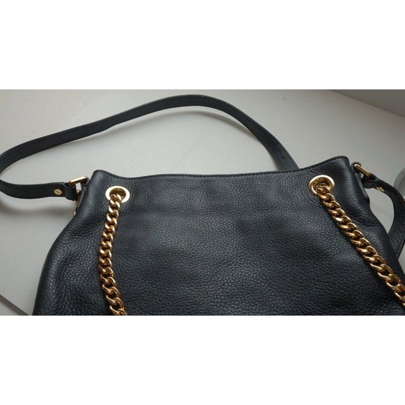 Michael Kors Jet Set Pebbled Leather Medium Shoulder Tote in Blue PreOwnedNice - Picture 7 of 16